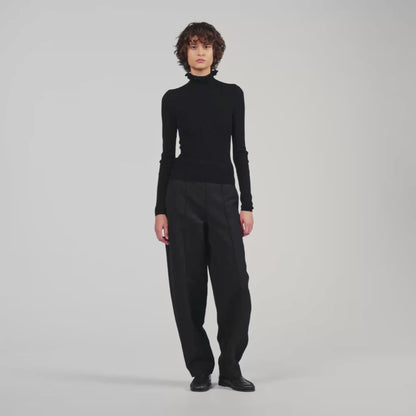Lana Ruffled roll-neck wool jumper Black