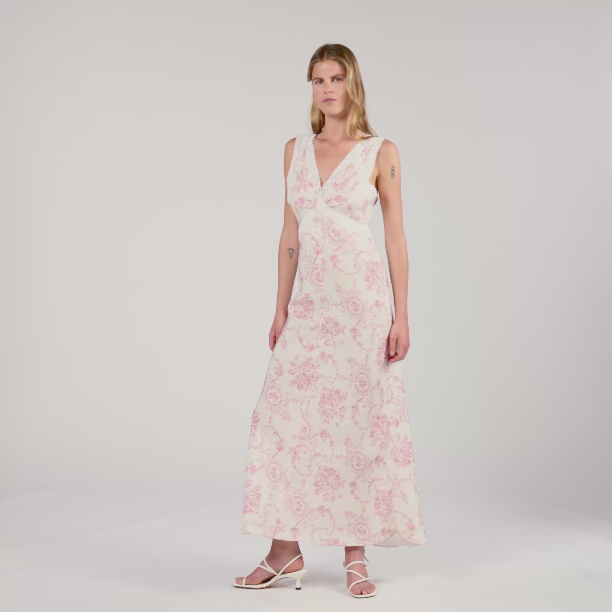 Brisbane Lace-Trimmed Maxi Dress Pink / Ecru