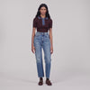 Richmond Knit polo jumper with denim collar Brown