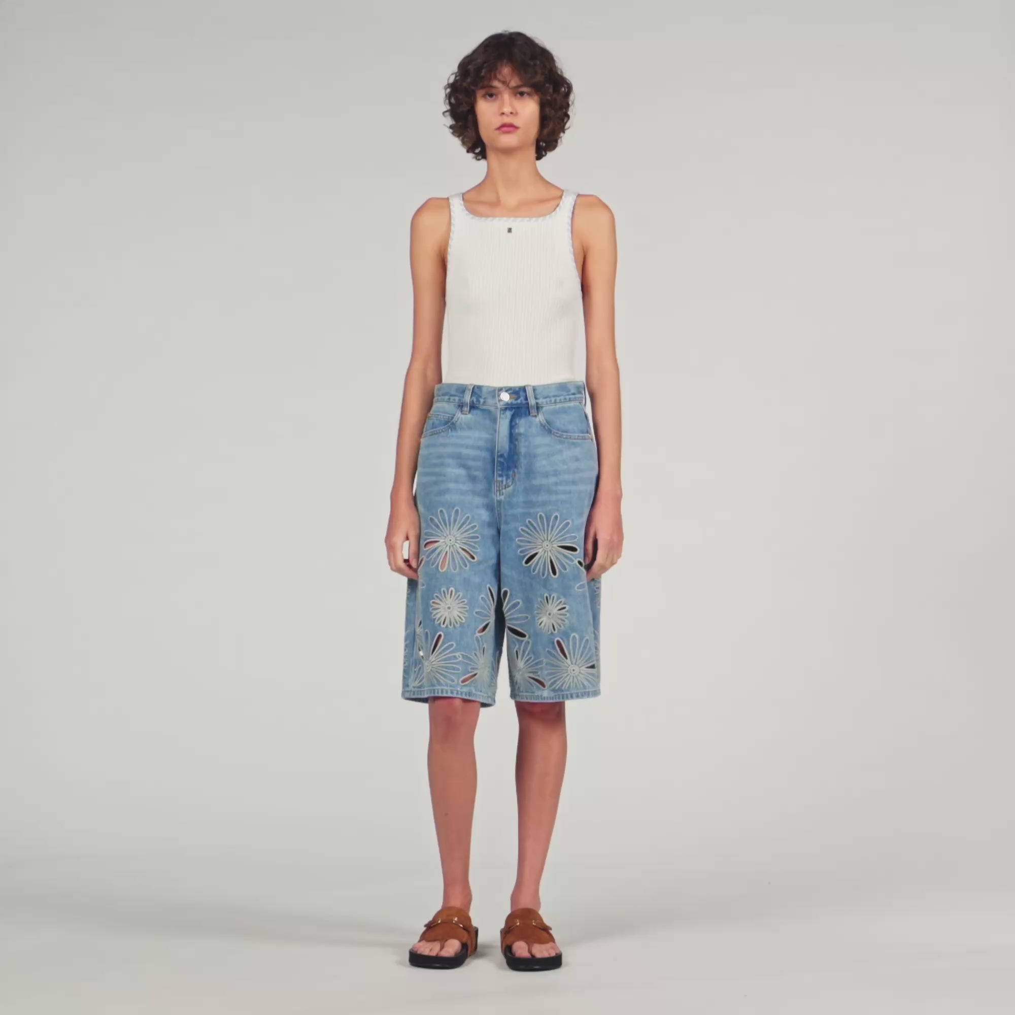 Ribbed Vest Top Ecru