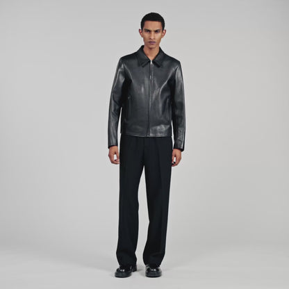 Zipper Goat Jacket Zip-Up Leather Jacket Black