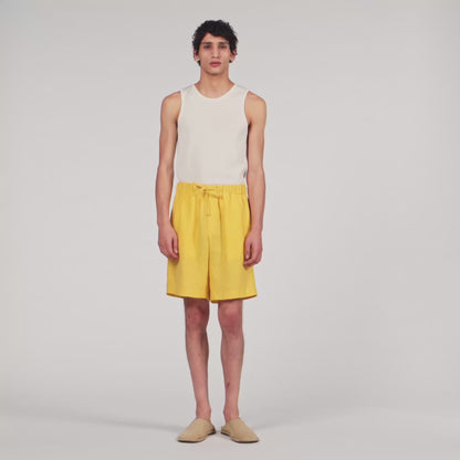Linen Short Elastic Waist Linen Shorts Tangerine
