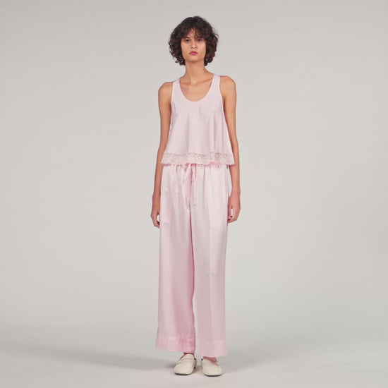 Satin Wide Leg Trousers Light Pink