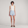Migueli High-Waisted Beaded Crochet Shorts Sky Blue