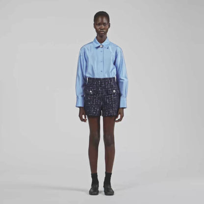 Oliva Decorative tweed shorts Blue