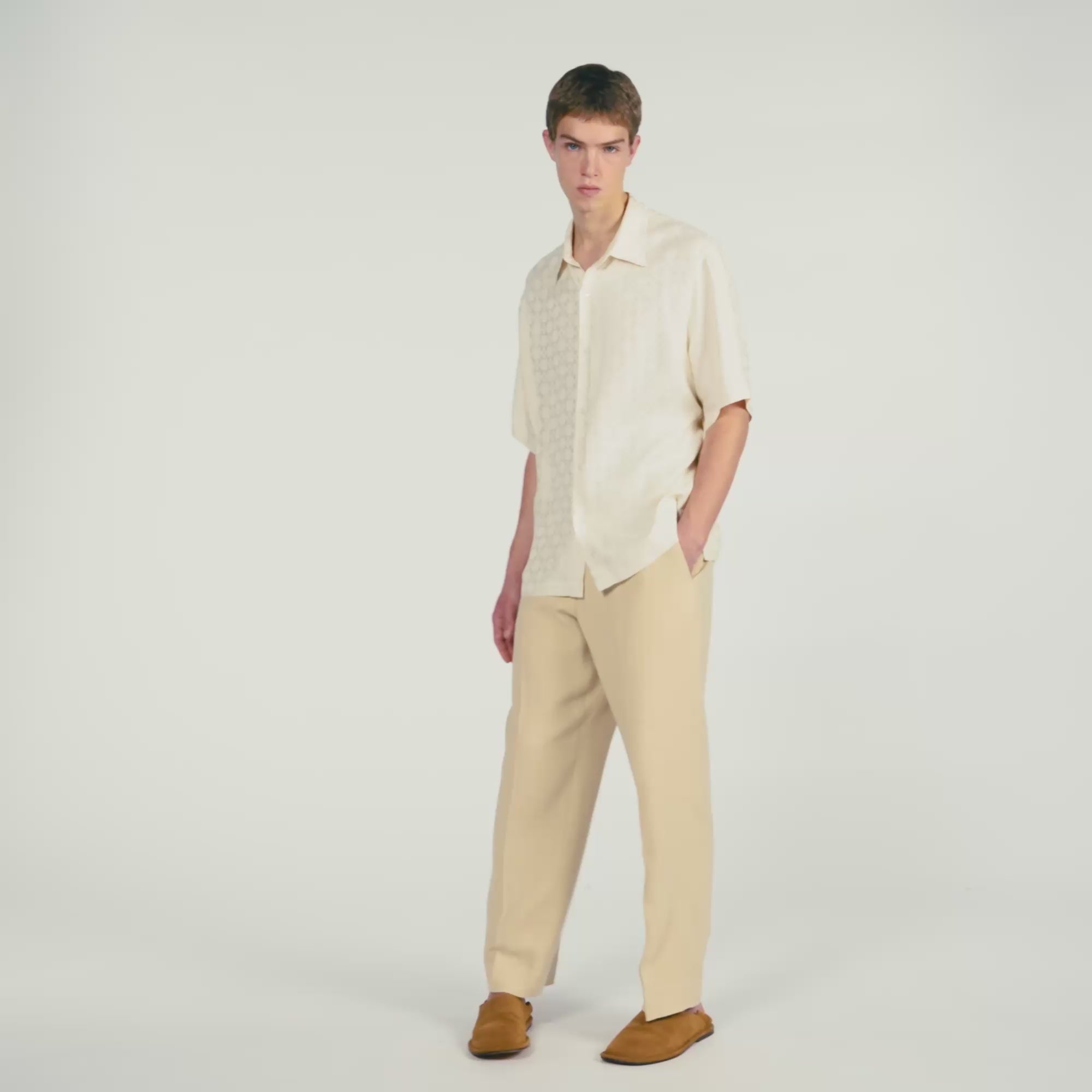 Square Cross Loose Fit Shirt White