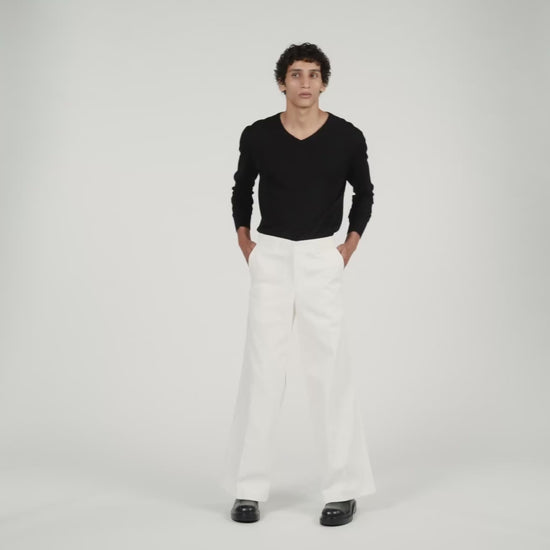 Denim Vintage Flare White Wide-Leg Trousers White