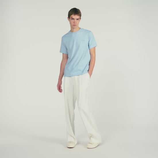 T Shirt With Double S Patch Sky Blue
