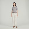 Lessio Pointelle Polo-Neck Wool Jumper Grey