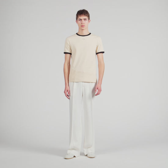 Two Tone Patch T Shirt Sand