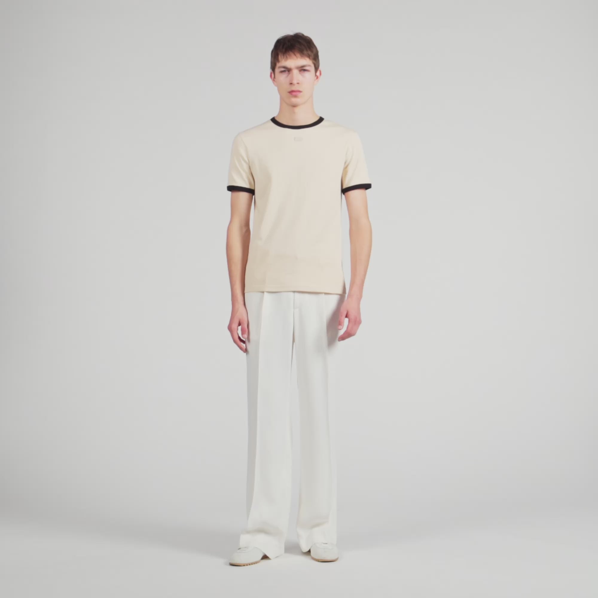 Two Tone Patch T Shirt Sand