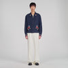 Horse Jacket Embroidered Wing Collar Jacket Navy Blue