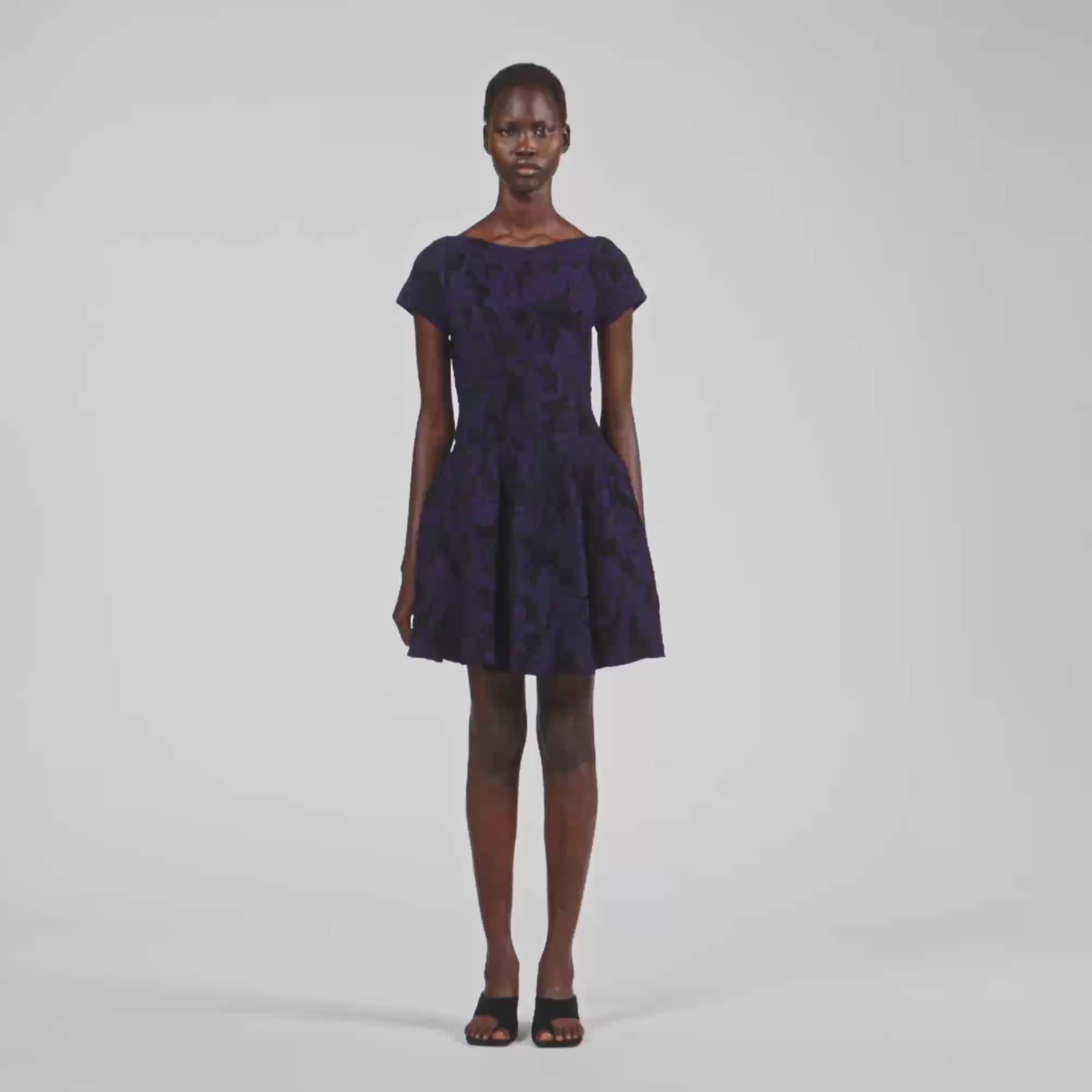Gala Floral jacquard knit dress Midnight Blue