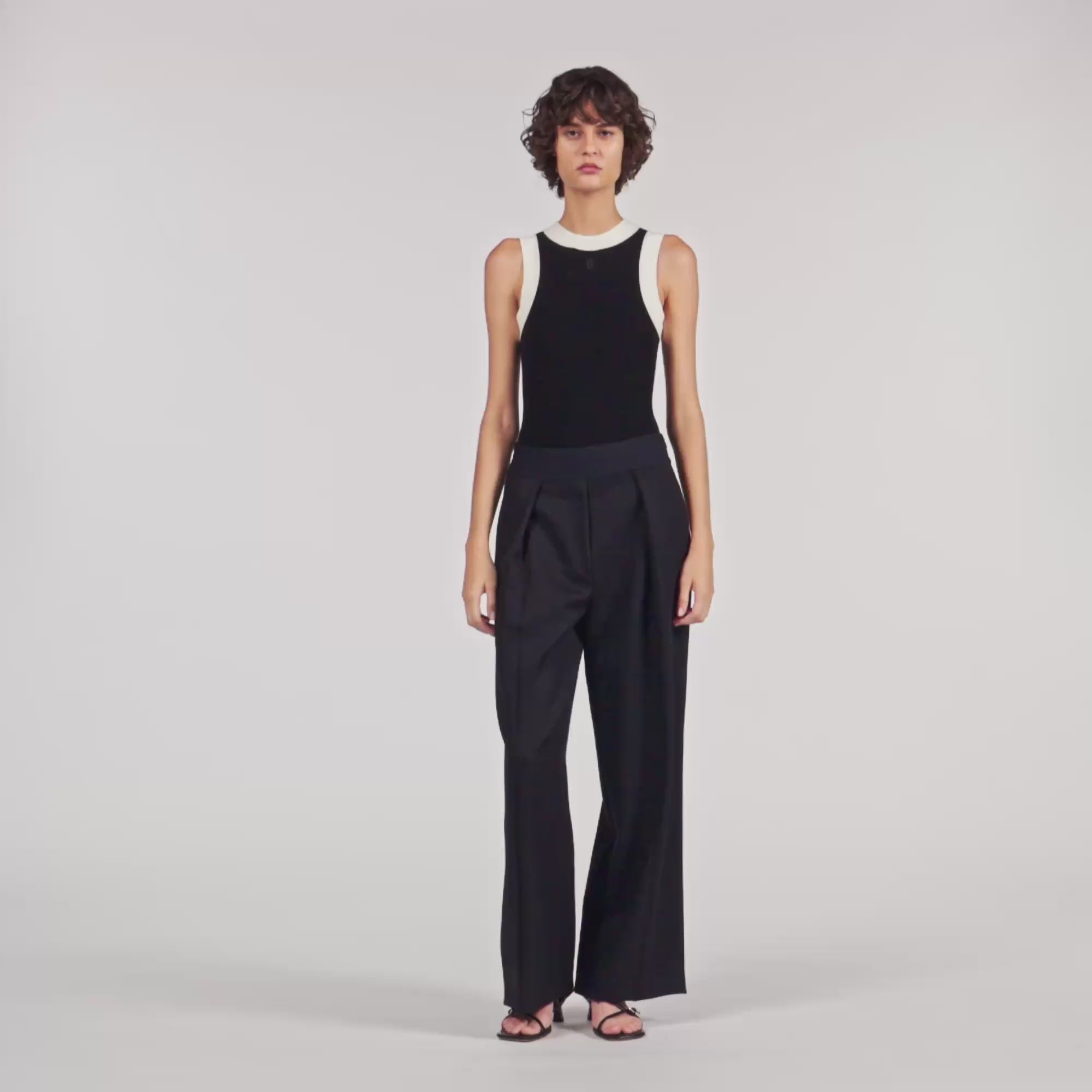 Imae Two-Tone Knit Bodysuit Black