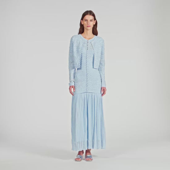 Leva Cropped Pearled Cardigan Sky Blue