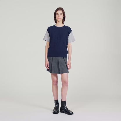 Hugues Dual-Material Knit Jumper Navy / Grey