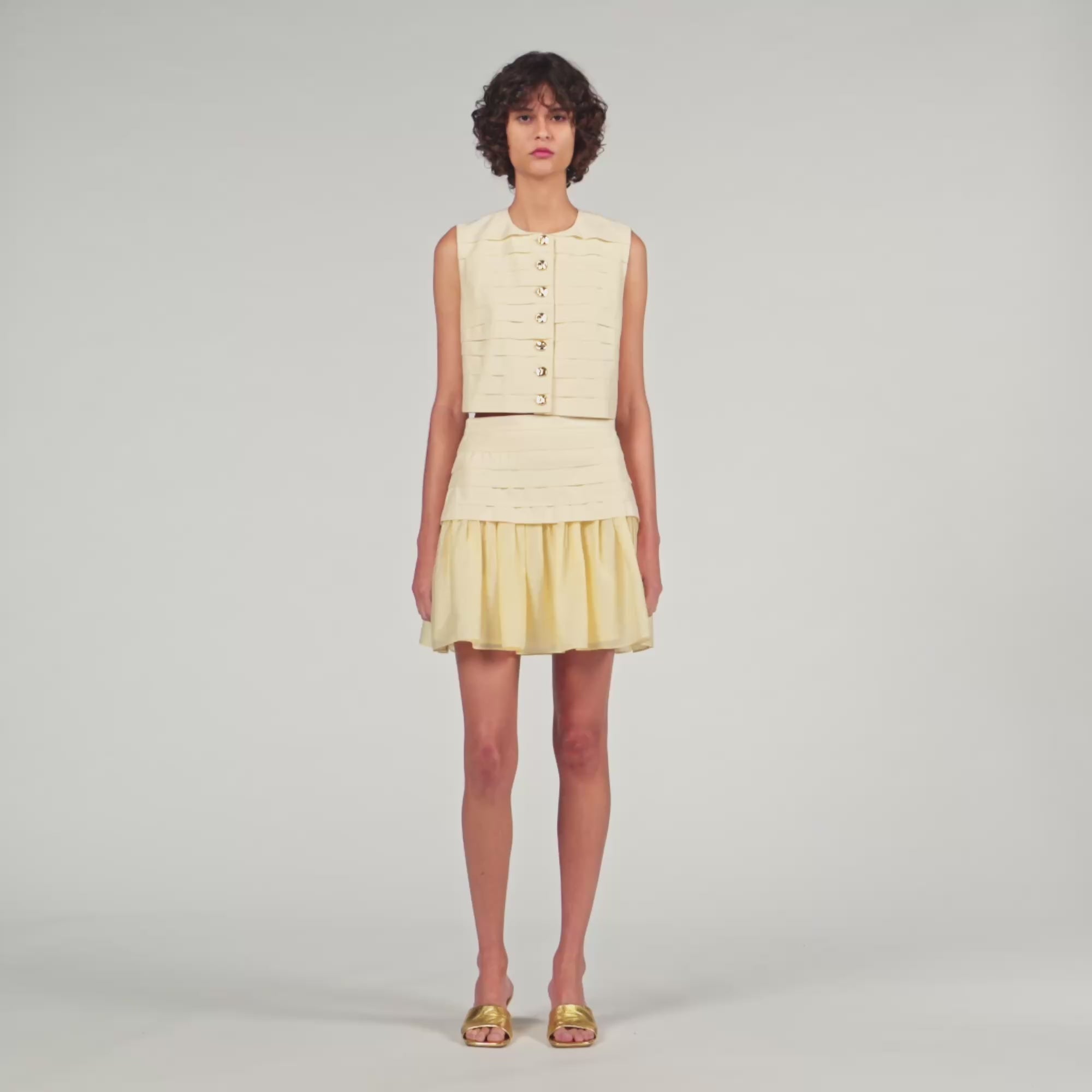 Pleated Crop Top Vanilla