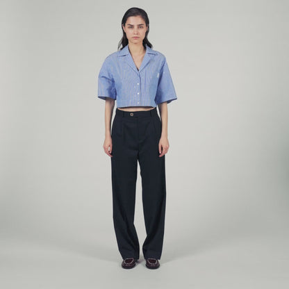 Wool Trousers Navy Blue