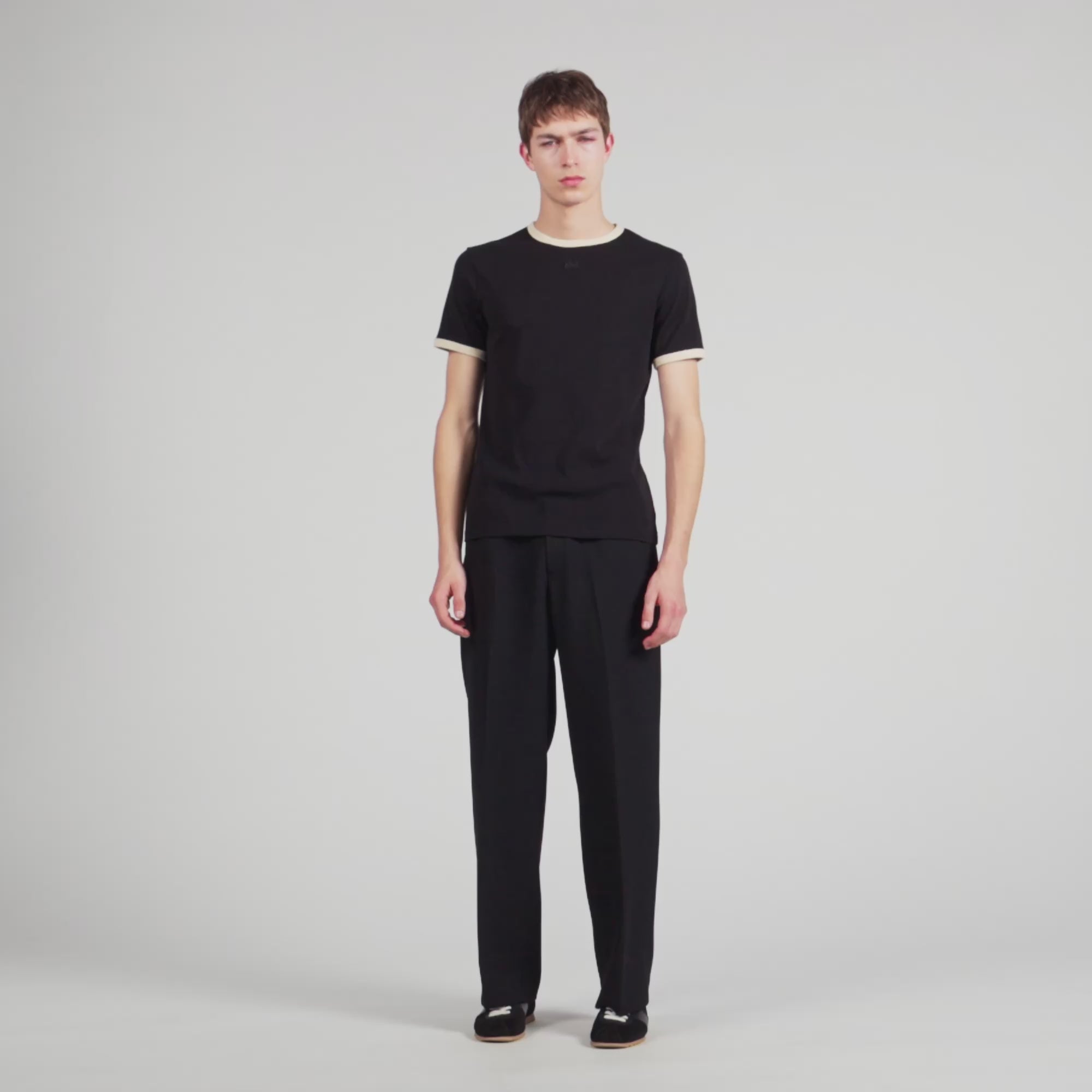 Two Tone Patch T Shirt Black