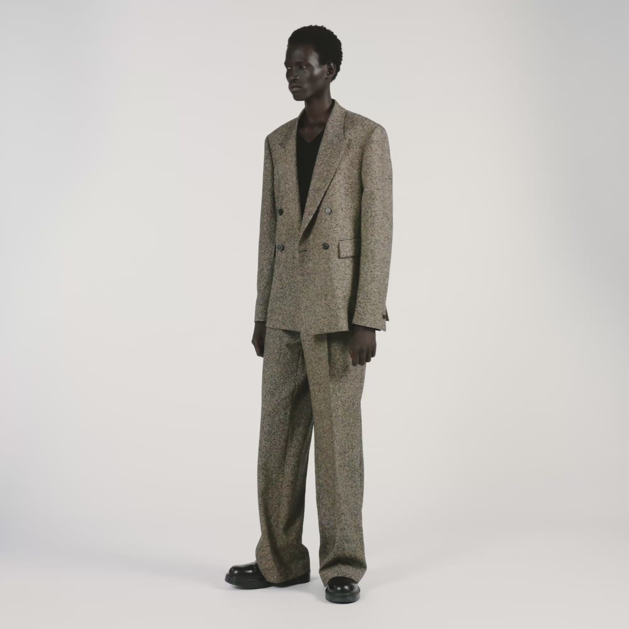 Tweed Suit Double-Breasted Suit Jacket String Chine