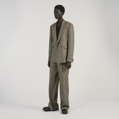Tweed Suit Double-Breasted Suit Jacket String Chine