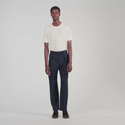 Gerard Pants Flannel Wide-leg wool trousers Navy Blue
