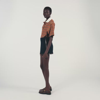 Mazarine Short Skirt With Leather Bands Navy Blue