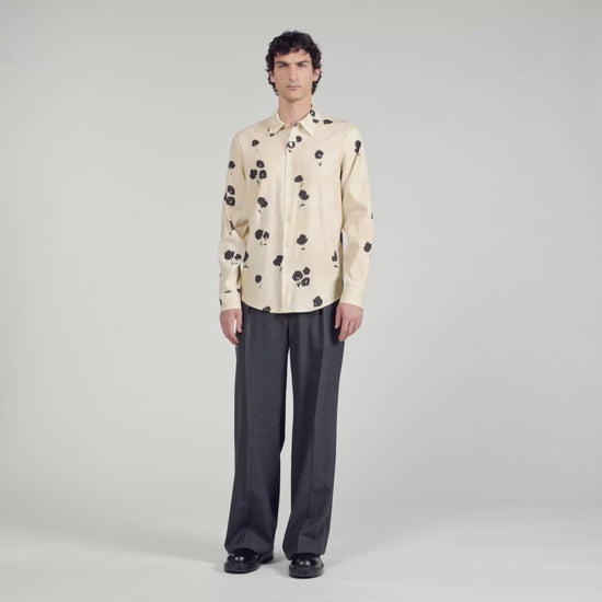 Waterflower Shirt Ls Floral Print Linen Shirt Off White
