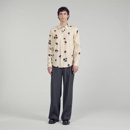 Waterflower Shirt Ls Floral Print Linen Shirt Off White