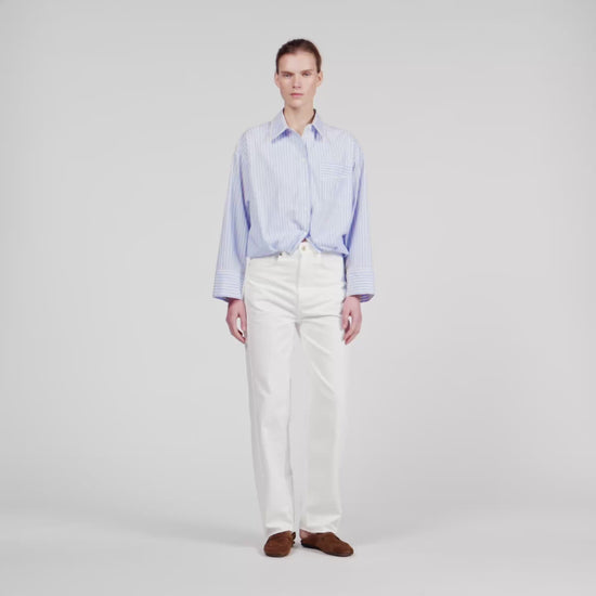 Jannat Cropped Striped Shirt Blu / White
