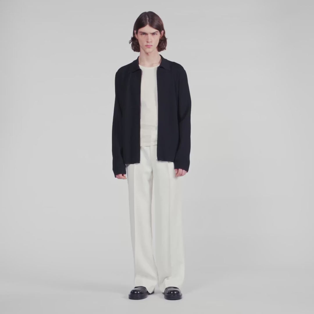 Home Zip Cardigan Zipped Viscose Knit Cardigan Black