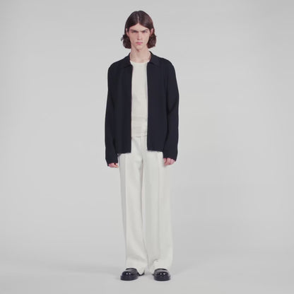 Home Zip Cardigan Zipped Viscose Knit Cardigan Black