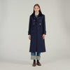 Seane Long Coat With Velvet Collar Navy Blue