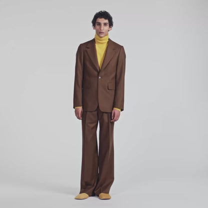Mode Flannel Loose wool suit jacket Brown