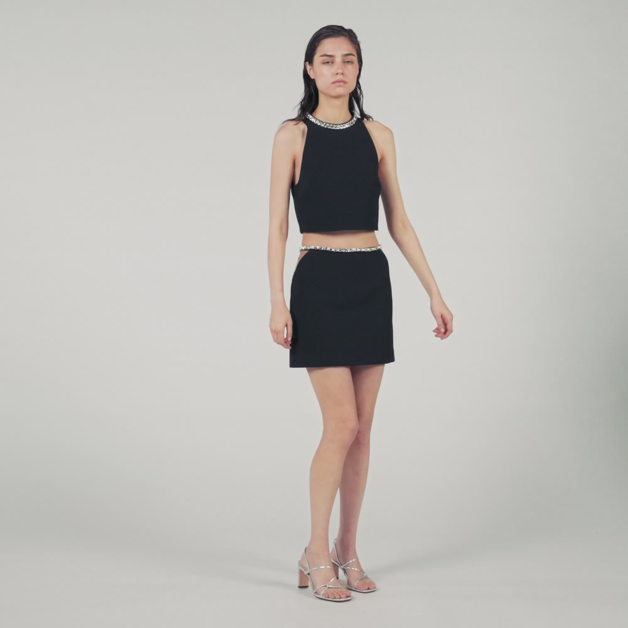 Short Rhinestone Skirt Black