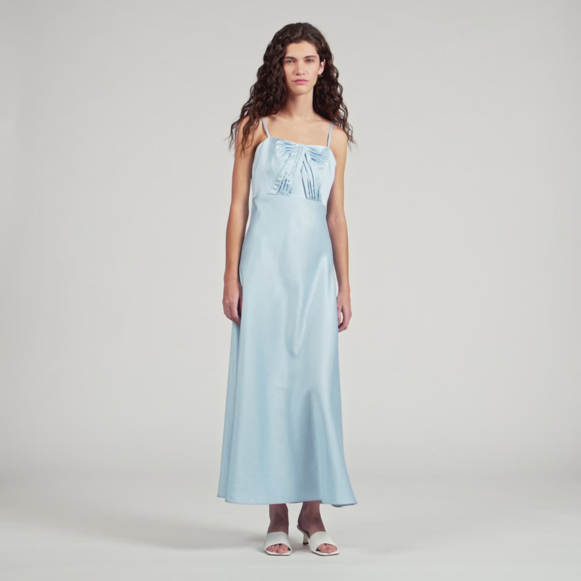 Satin Effect Maxi Dress Blue Sky