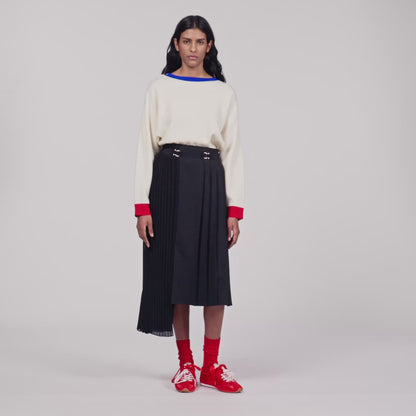Cecilia Long asymmetrical pleated skirt Black
