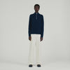 Zip Sweater Wool Jumper With Zip Collar Midnight Blue