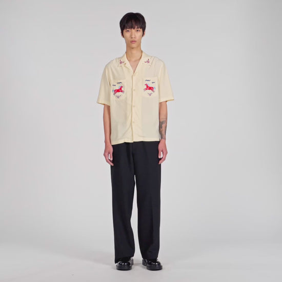 Horse Shirt Ss Embroidered Horse Loose-Fit Shirt Butter Cream