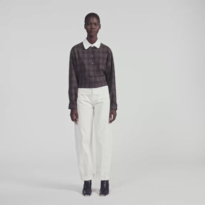Dakota Check shirt with contrast collar Dark Grey