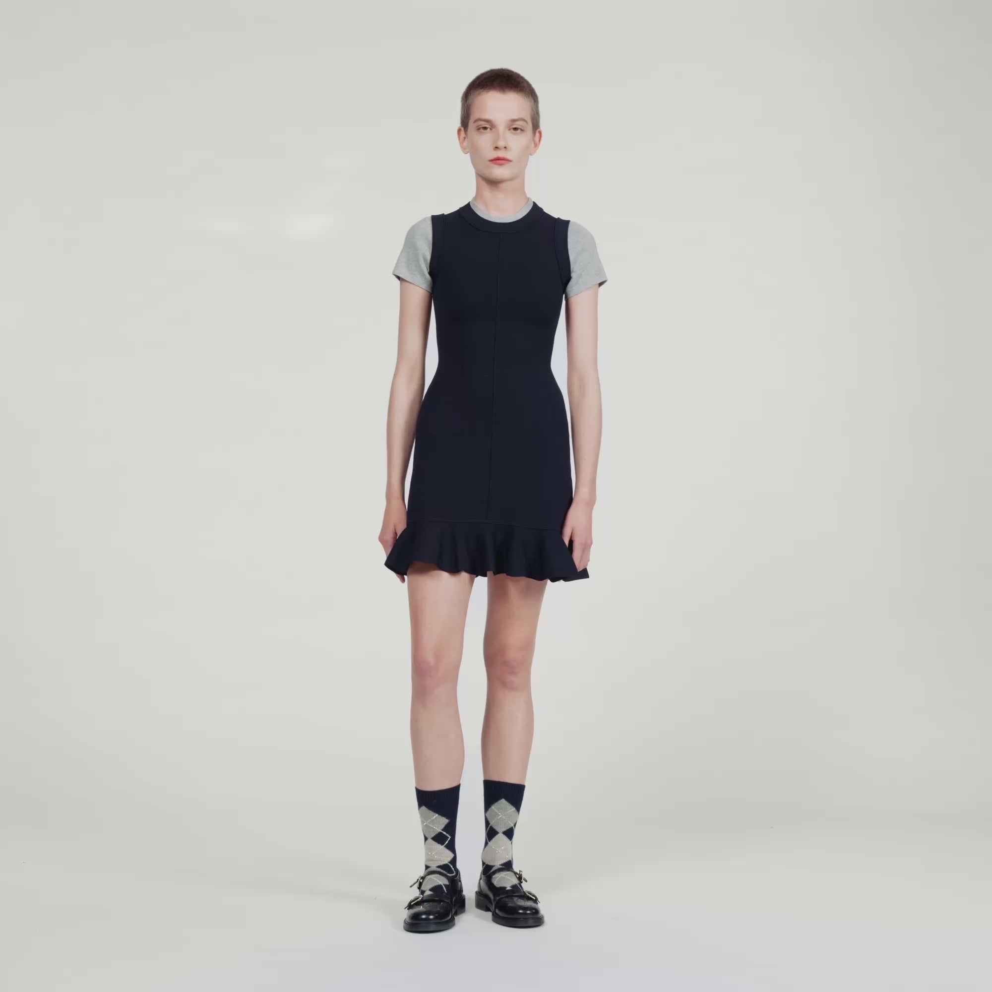 Martha 2-In-1 Short Knit Dress Navy Blue