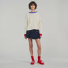 Shanti Contrast round-neck wool jumper Ecru