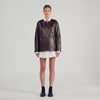 Jerem Long distressed leather jacket Black Brown