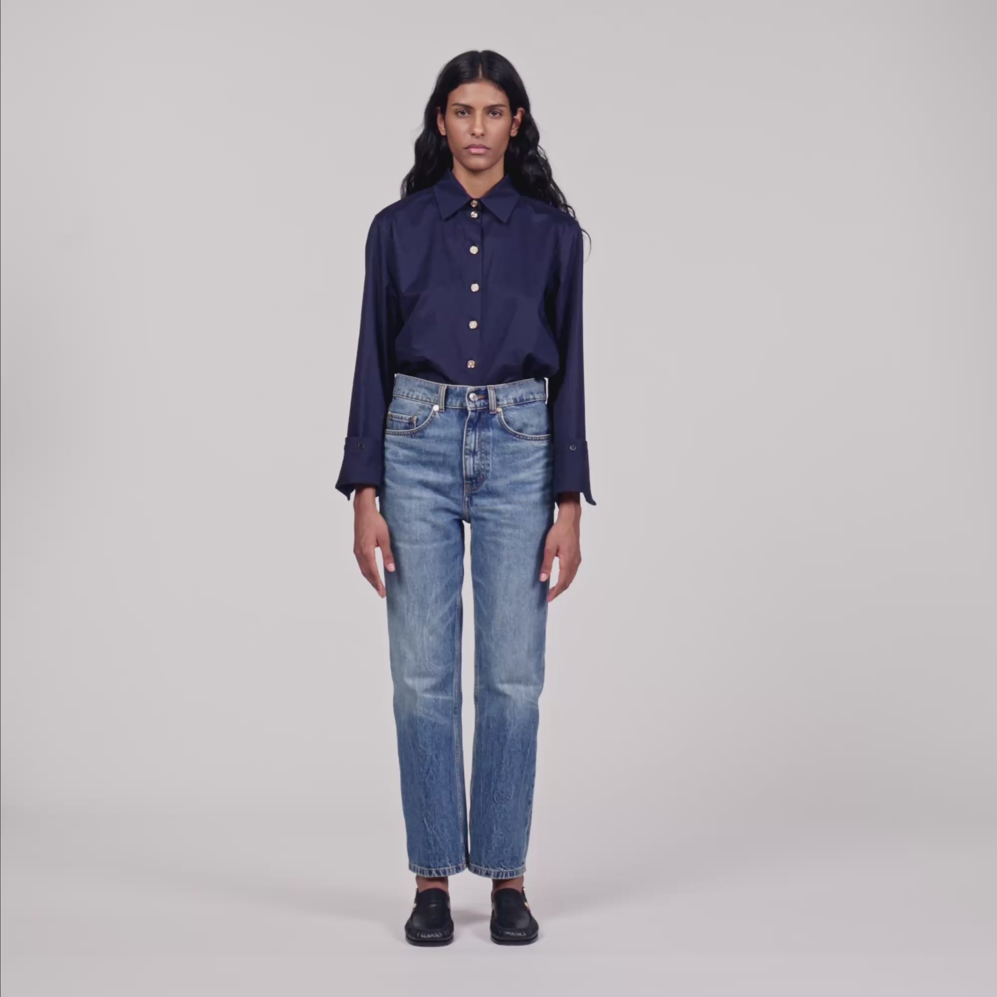 Nova Cotton shirt with wide cuffs Navy Blue