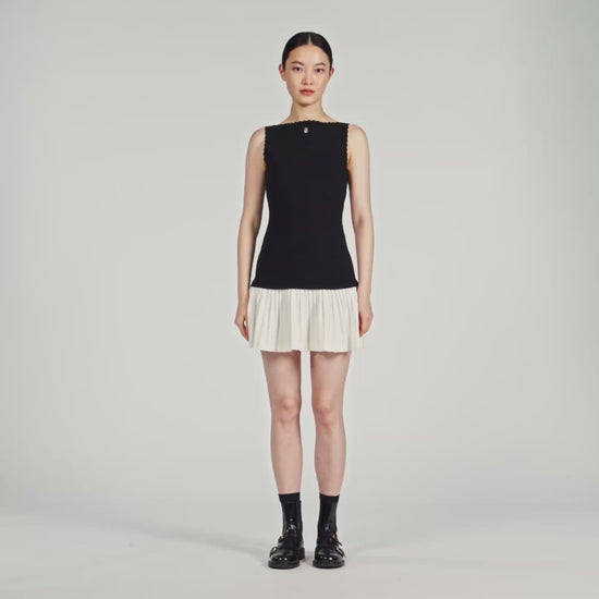 Mendy Two-Tone Short Dress BLACK