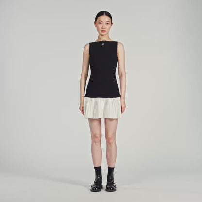 Mendy Two-Tone Short Dress BLACK
