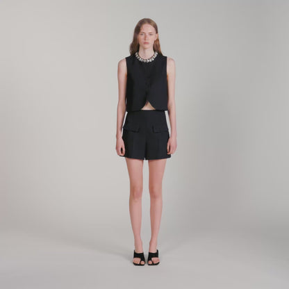 Lavandie High-waisted wool shorts Black
