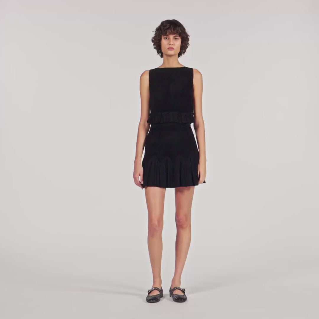 Orea Short Two-Tone Skirt Black