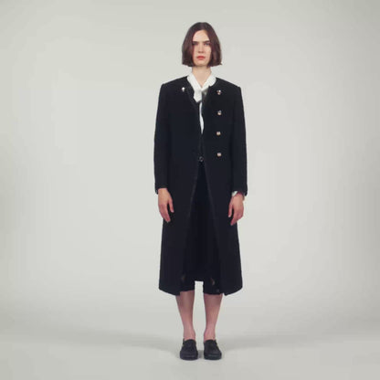 Saywer Tweed Coat With Jewel Buttons Black