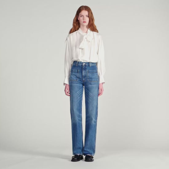 Ambra Silk Lavallière Shirt Ecru